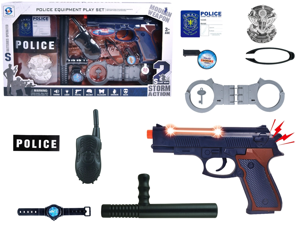 LEAN Toys Policejní sada se zvukovými a světelnými efekty STORM ACTION 10 kusů