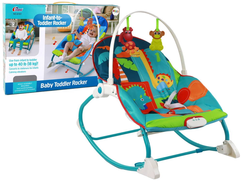 Lean Toys Bouncer Rocker 2v1 Dětské sedátko Rocker Zvuky Vibrace