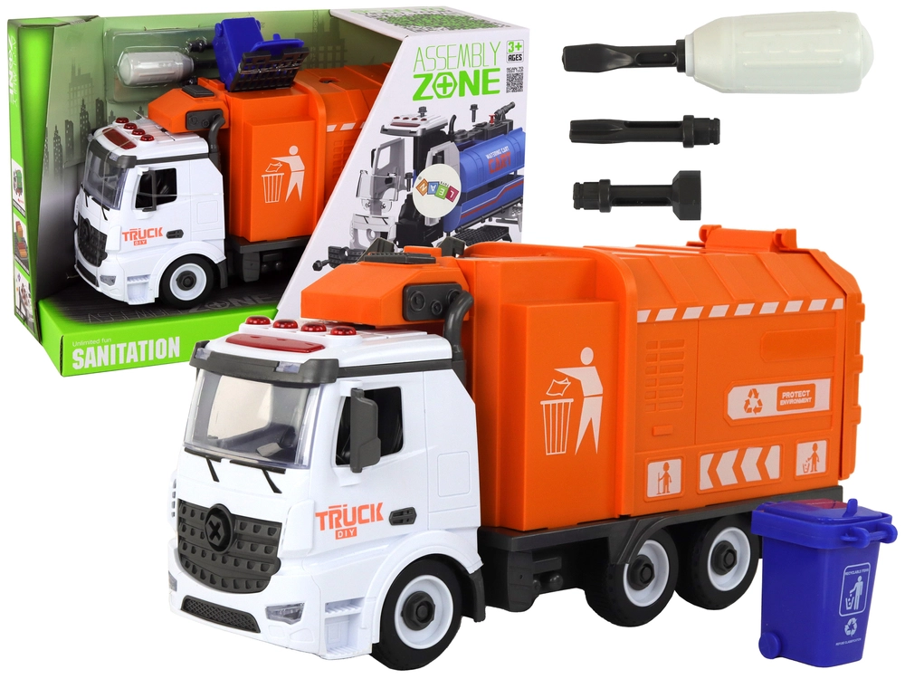 Majlo Toys Šroubovací popelářské auto s kontejnerem DIY Truck