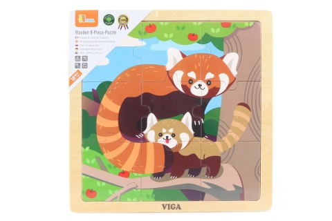 Viga puzzle 9 dílků panda červená