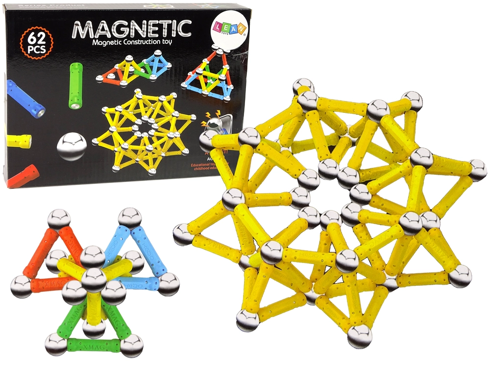 LEANToys Magnetická stavebnice 62 ks