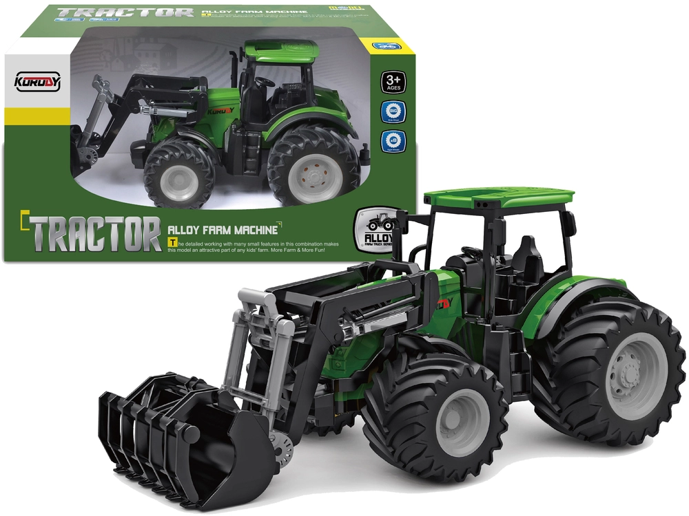 LEAN Toys Traktor Green Farmer Crocodile Kbelík Gumová kola 1:24