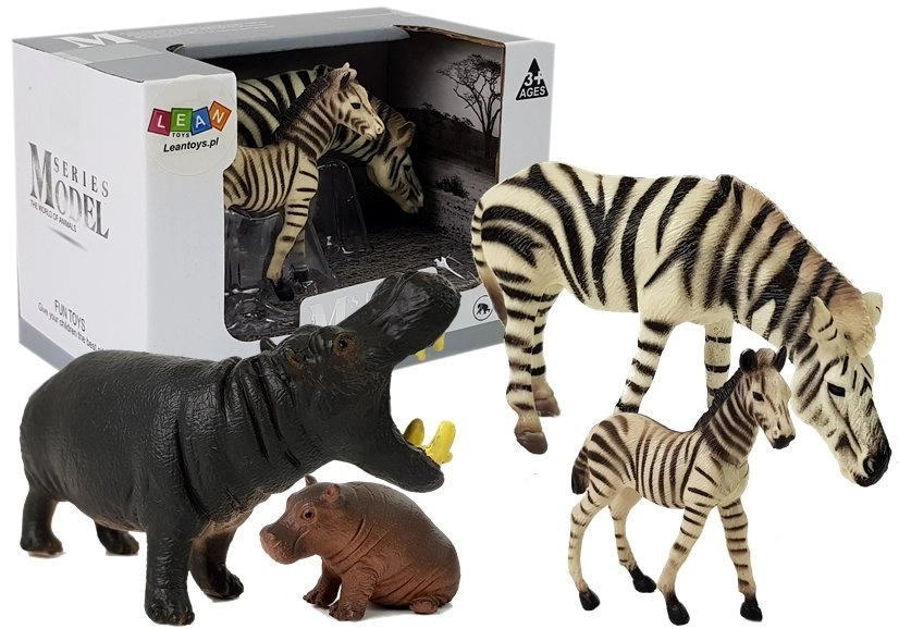 LEAN Toys Sada figurek Afrika Hroch Zebra