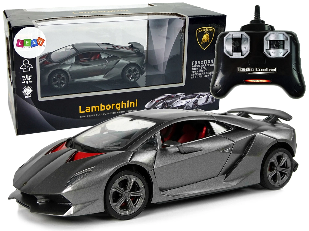 LEAN Toys Sportovní vůz R/C Lamborghini Silver 2,4 G Světla 1:24