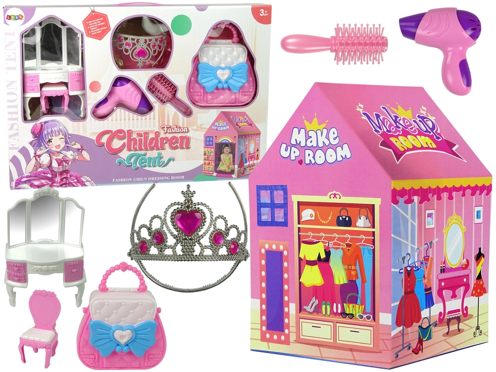 Lean Toys Princezna Stan pro děti Beauty Salon Růžové doplňky Crown