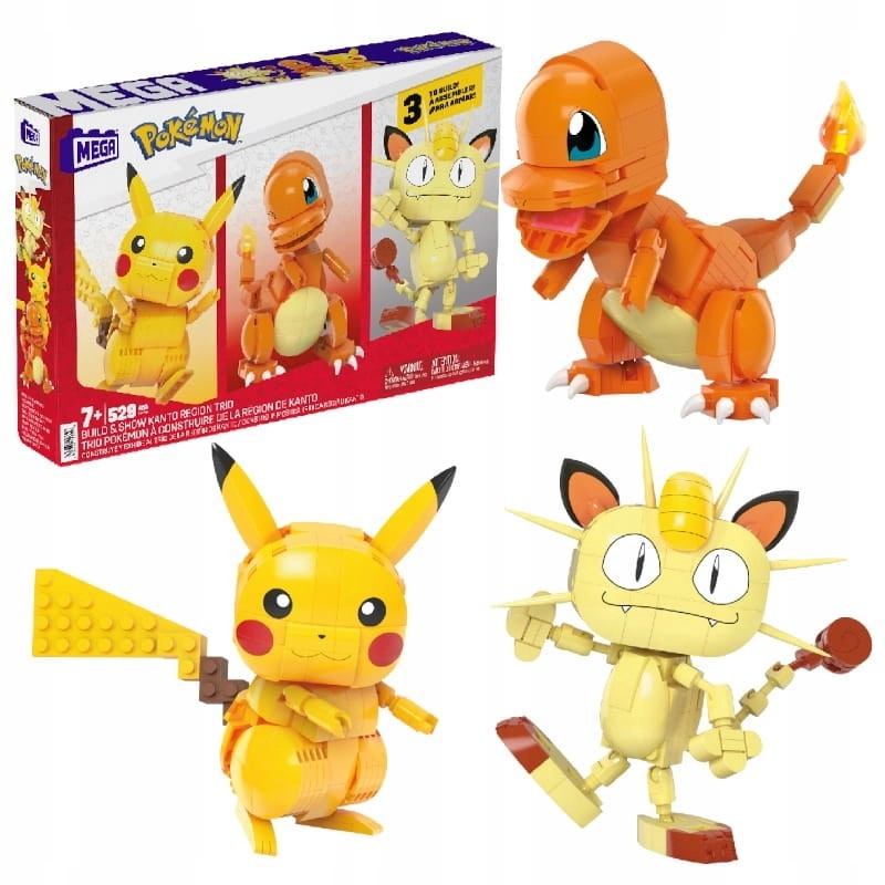 Pokémon Mega Construx Kanto Region Trio Pikachu a Charmander a Meowth