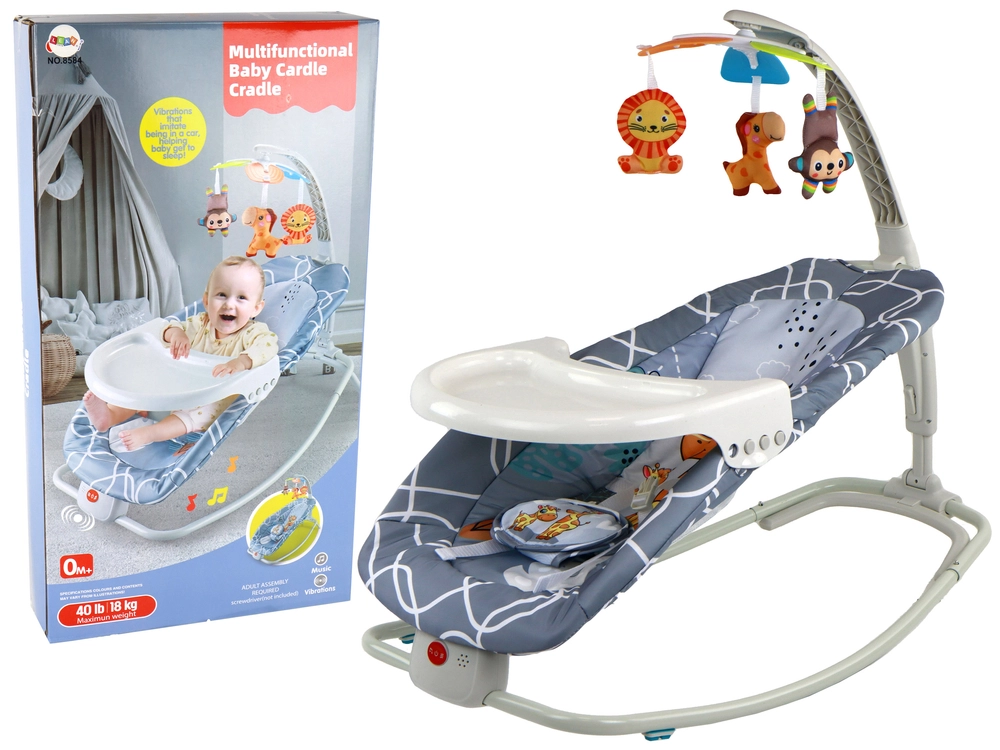 Lean Toys Bouncer Rocker 2v1 Dětská houpací sedačka Sounds Vibrations Žirafa