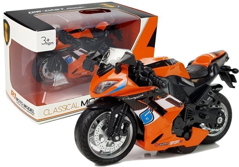 LEAN Toys Sportovní motocykl se zvuky oranžová 1:14