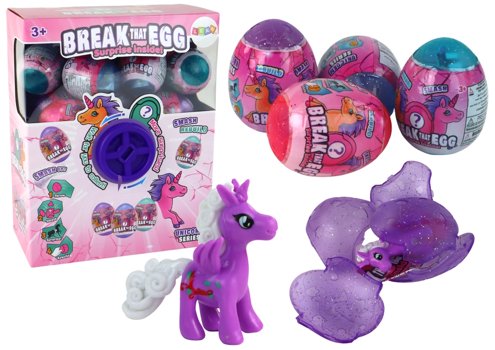 LEAN Toys Cracking Glitter Egg Unicorn Draw Colorful Shell 12 ks