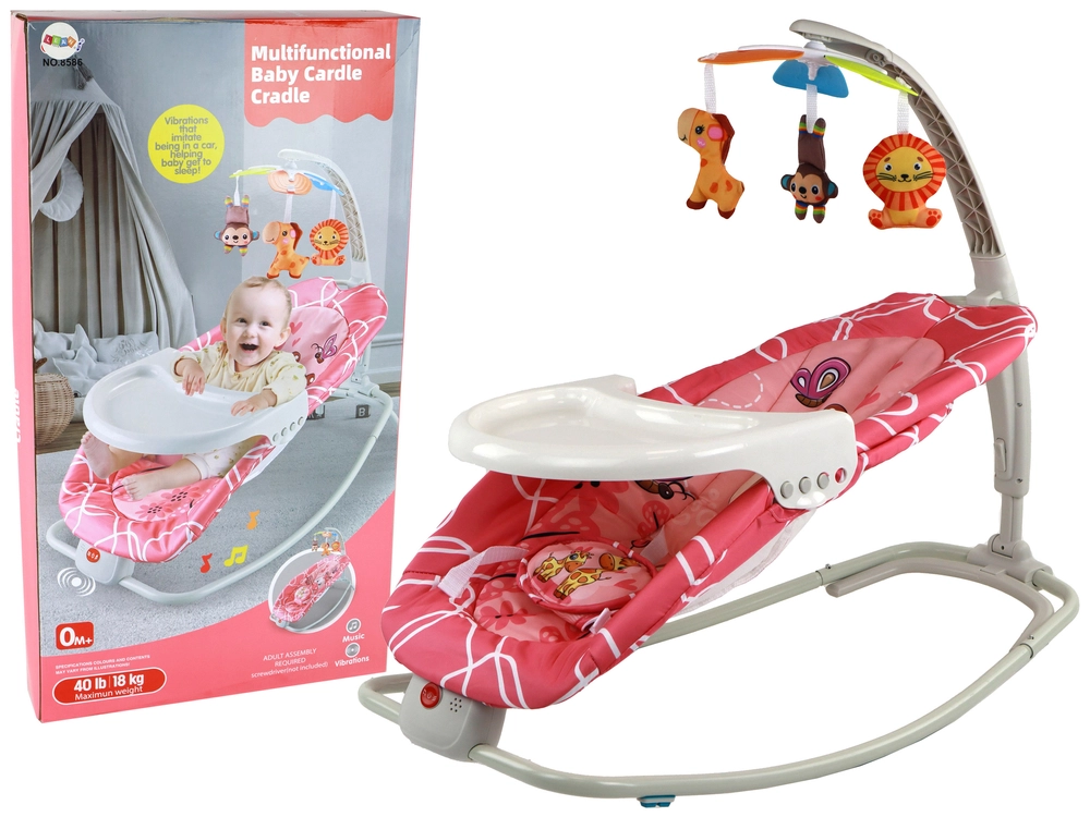 Lean Toys Bouncer Rocker 2v1 Dětská houpací sedačka Sounds Vibrations Žirafa