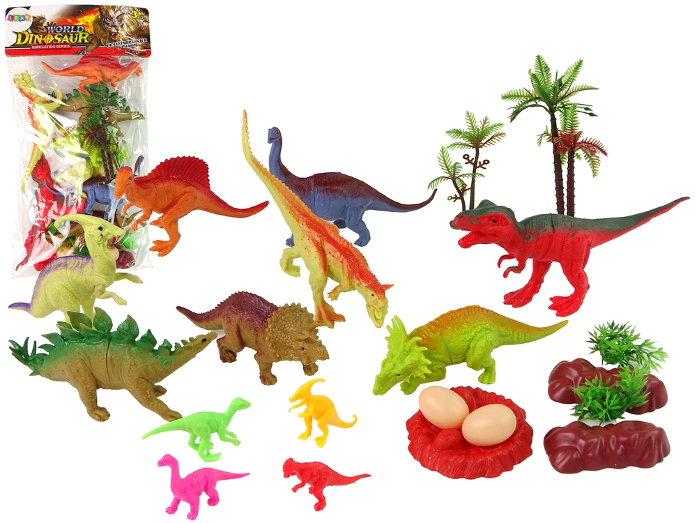 LEAN Toys Sada figurek dinosaurů s příslušenstvím 21 ks