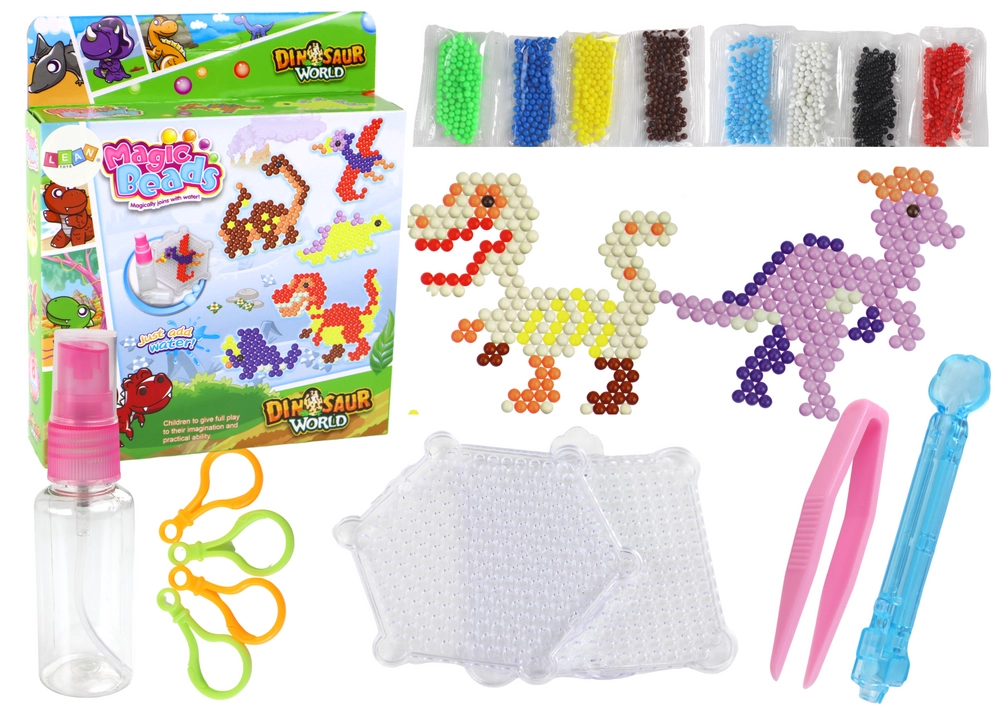 LEANToys Sada vodních korálků Magic Beads dinosauři