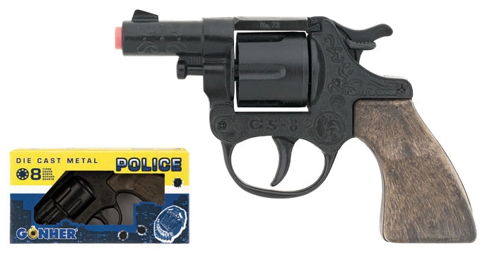 Gonher Alltoys policejní revolver kovový černý 8 ran