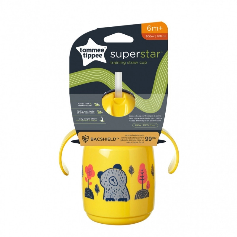 Tommee Tippee netekoucí hrnek Superstar s brčkem Yellow 300 ml