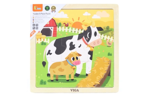 Viga puzzle 9 dílků kravičky