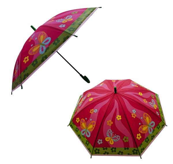 Deštník 66cm vystřelovací mix barev v sáčku – Růžový s motýlky