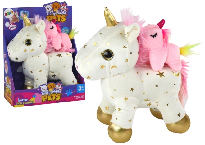 Plyšová ukolébavka Unicorn Lullaby White With Stars Set