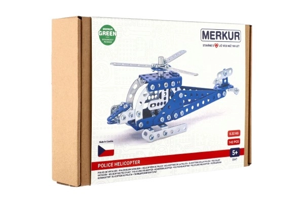 Stavebnice MERKUR 054 Policejní vrtulník 142ks v krabici 26x18x5,5cm