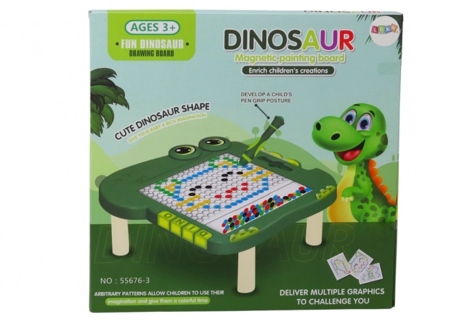 Vzdělávací magnetická tabule Dinosaur Puzzle Pad Green Beads