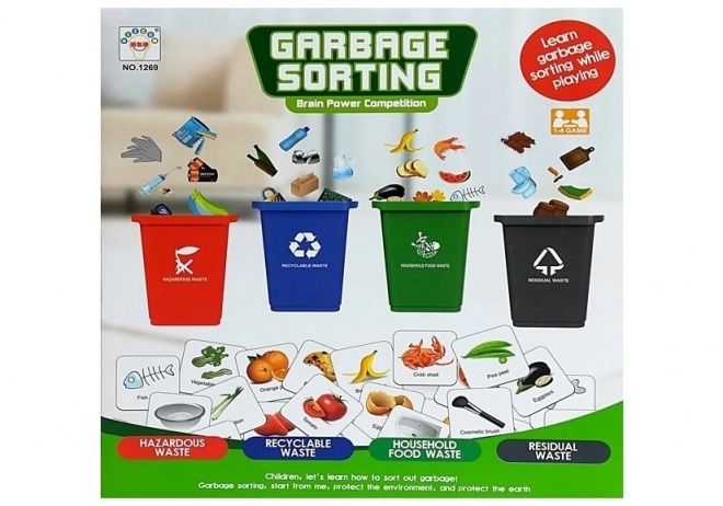 Environmentální hra Environmentální třídění odpadů 4 kontejnery