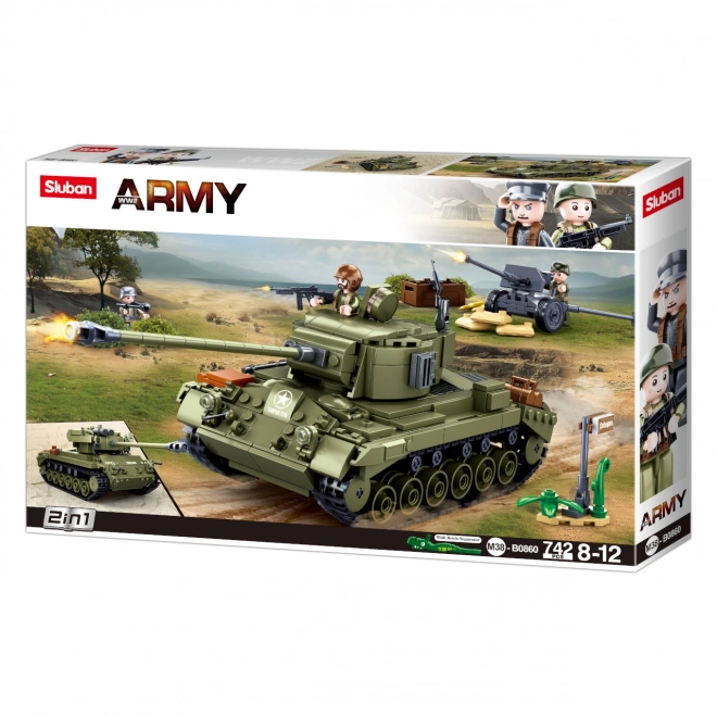 Sluban Army N38-B0860 Střední tank 2v1 a protiletecké dělo