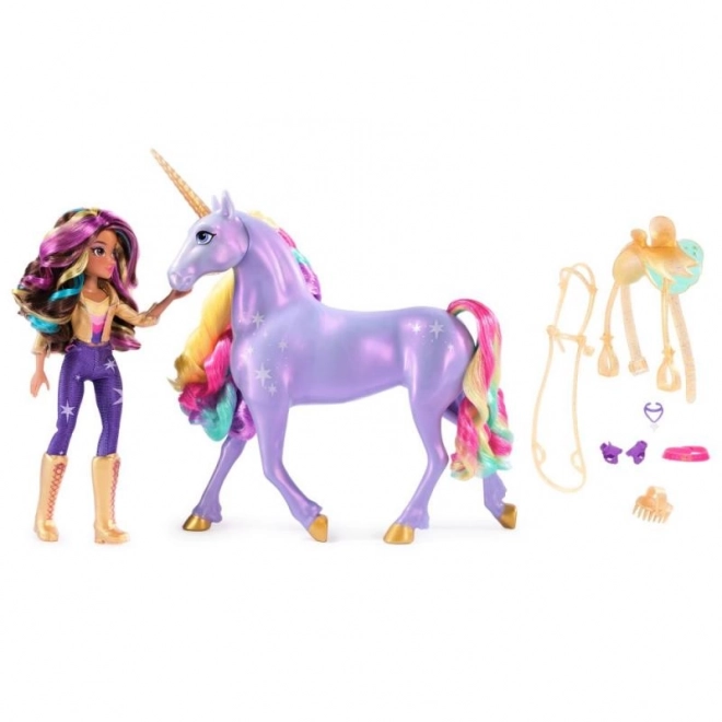 UNICORN ACADEMY SVĚTELNÝ JEDNOROŽEC WILDSTAR S PANENKOU SOPHIA 24cm