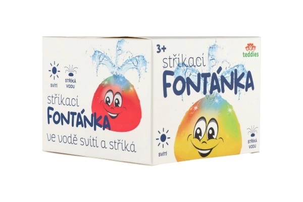 Hračka do vody Fontánka stříkací plast 10cm na baterie se světlem v krabičce 11x11x8cm – Žlutá