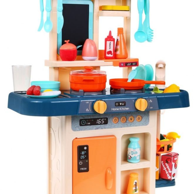 Barevná kuchyňka pro děti 3+ Interaktivní parní hořák + vodovodní kohoutek + tabule + příslušenství 42 el.