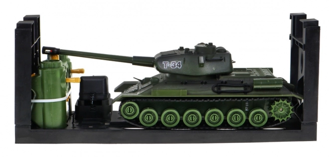 Dálkově ovládané 2 tanky T-34 vs. Tiger pro děti 3+ Střílecí modely 1:28 + Velká tanková bitva + Světelné zvuky