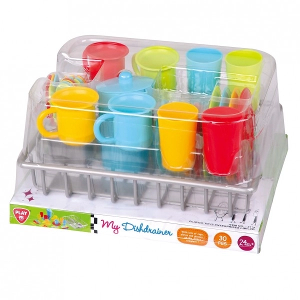 Nádobí s odkapávačem plast 30ks v blistru 29x15x24cm 24m+