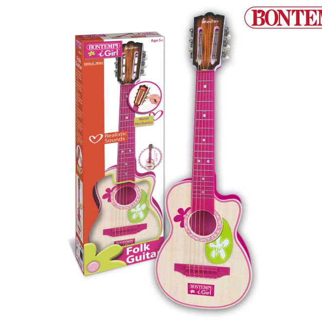 Bontempi Klasická kytara se 6 kovovými strunami 70 x 22,5 x 8 cm