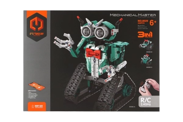 Robot RC skládací plast 15x23cm 2,4GHz na baterie se světlem, zvukem v krabici 31x23x7cm – Růžový