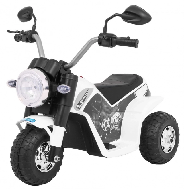 Dětské kolo MiniBike na baterie Bílé + zvuky + LED světla + eko kůže