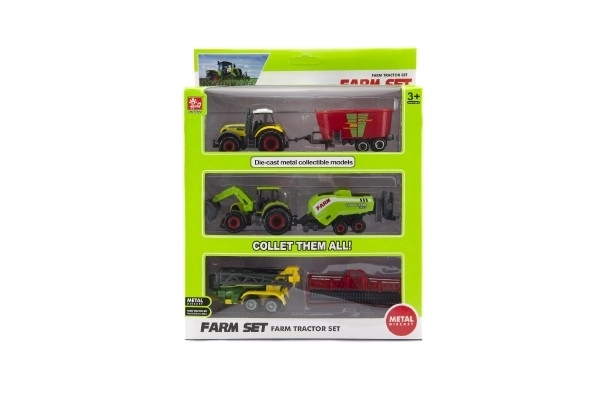 Sada farma zemědělské stroje 6ks plast/kov asst 4 druhy v krabici 21x27x5,5cm