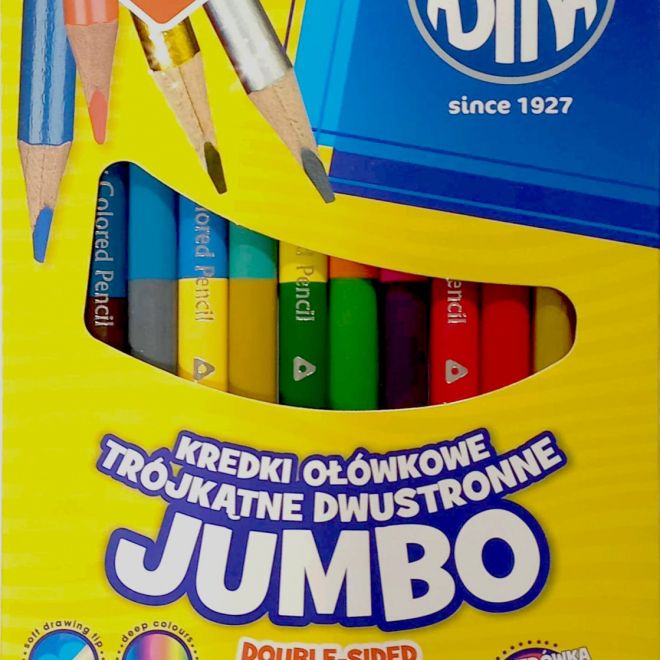 ASTRA Trojhranné oboustranné pastelky JUMBO 12 ks,24 barev (včetně zlaté a stříbrné)
