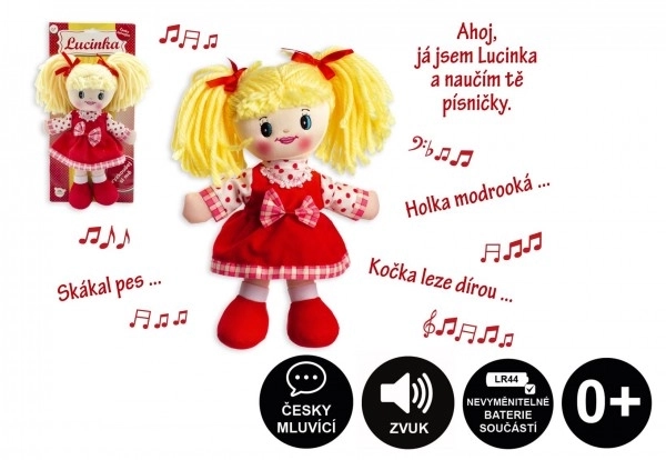 Česky zpívající hadrová panenka Lucinka - 30 cm