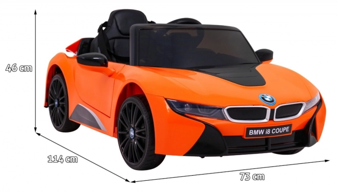 BMW I8 Lift Battery Car Orange + Dálkové ovládání + Pomalý start + 3-Pkt pásy + MP3 USB + LED dioda