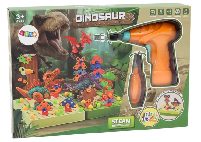 3D stavební puzzle bloky DIY Dinosauři Odšroubovací vrtačka