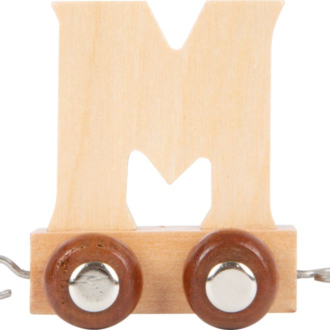 Dřevěný vláček vláčkodráhy abeceda písmeno M