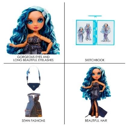 Rainbow High Fantastic Fashion Doll - MODRÁ - Skyler Bradshaw