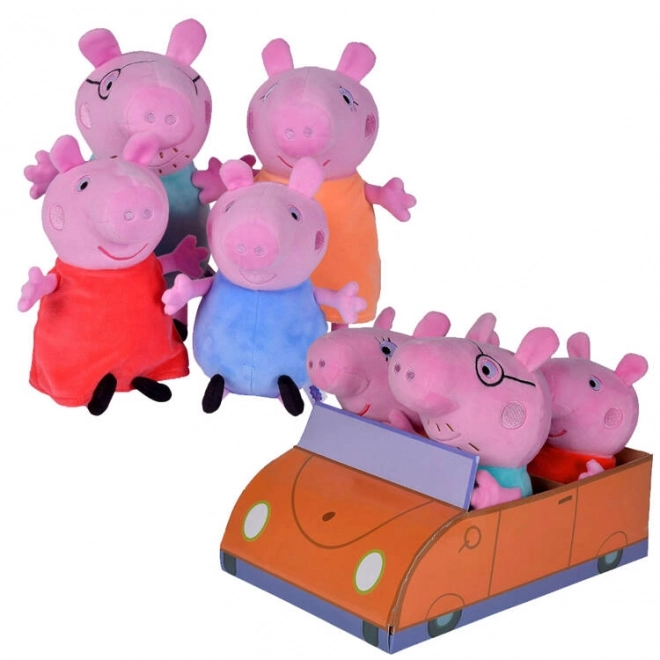 Sada plyšových hraček Peppa Pig - Rodina v autě