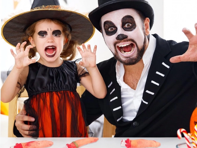 Falešné useknuté prsty halloweenská dekorace 5 gumových prošitých prstů