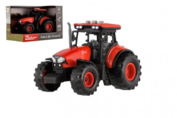 Červený traktor Zetor na setrvačník se zvukovými a světlenými efekty