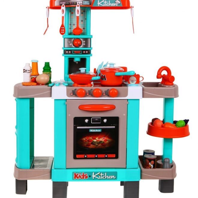Velká kuchyně pro děti 3+ Interaktivní hořáky Světla Zvuky + Hrnce + Figuríny potravin