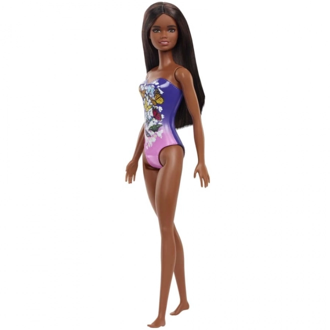 Plážová panenka Barbie ve fialovém a růžovém kostýmu