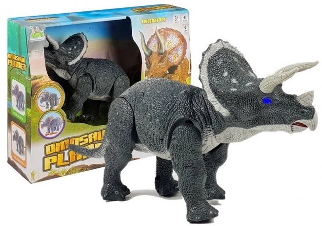 Velký dinosaurus na baterie Triceratops Grey