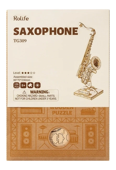 Saxofon - 3D dřevěná stavebnice