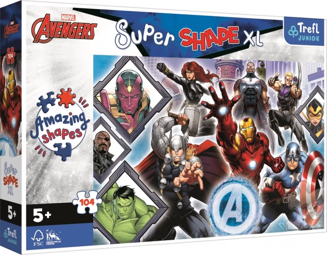 Puzzle 104 XL Super Shape Vaši oblíbení Avengers/The Avengers 60x40cm v krabici 40x27x6cm