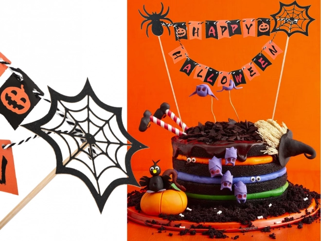 Halloweenská dekorace na dort cupcake picker topper girlanda papír