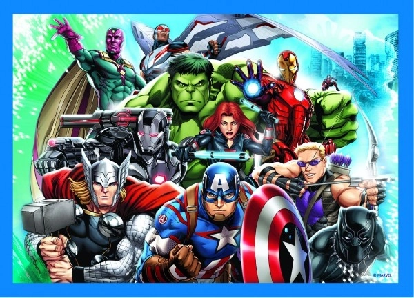 Puzzle 4v1 Stateční Avengers 28,5x20,5cm v krabici 28x28x6cm